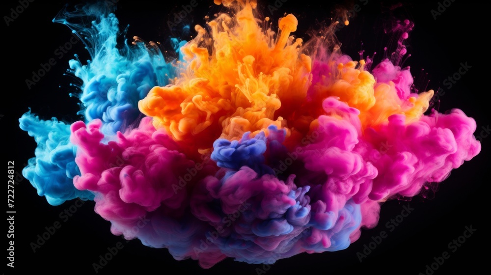 Aufkleber explosion of colorful ink in water, creating a vibrant and abstract artistic display.