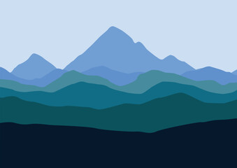 landscape mountains with blue colors. Vector illustration in flat style.