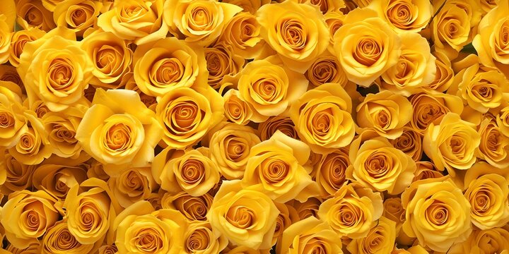 Vibrant yellow roses background. perfect for greetings or celebrations. beautiful floral texture. AI
