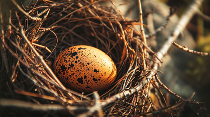 Obraz premium Birds Nest With Egg - Symbolic Image of New Life and Resurrection