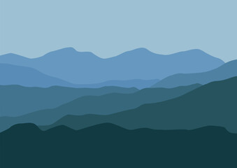 Fototapeta na wymiar landscape mountains with blue colors. Vector illustration in flat style.