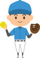 男子ソフトボール選手のイメージイラスト