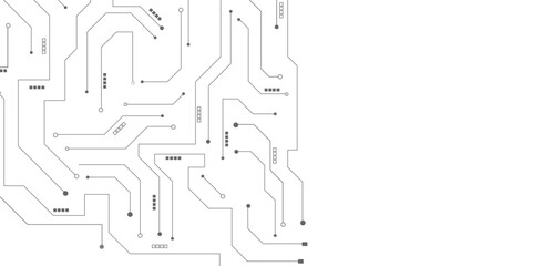 Abstract futuristic circuit board Illustration, Black circuit diagram on white background. High-tech circuit board connection system. 