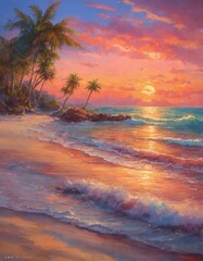 sunset over the beach