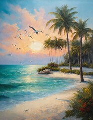 beach with palm trees