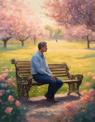 man sitting on bench in park
