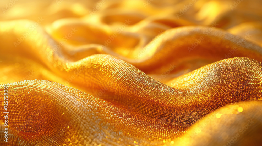 Poster a close up of a yellow cloth with a blurry image of the fabric in the foreground and a blurry image 