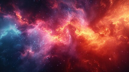  a colorful space filled with lots of stars and a bright red and blue star in the center of the image.