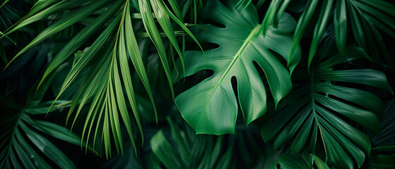 Tropical Leaves in Lush Green Under Soft Light. Generative ai.