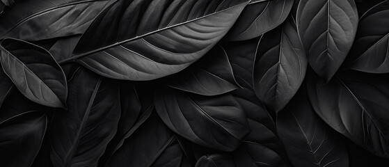 Fototapeta premium Black and White Photo of Textured Leaves Close-Up. Generative AI. 