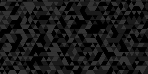 Fototapeta premium Abstract Black and gray square triangle tiles pattern mosaic background. Modern seamless geometric dark black pattern low polygon and lines Geometric print composed of triangles.