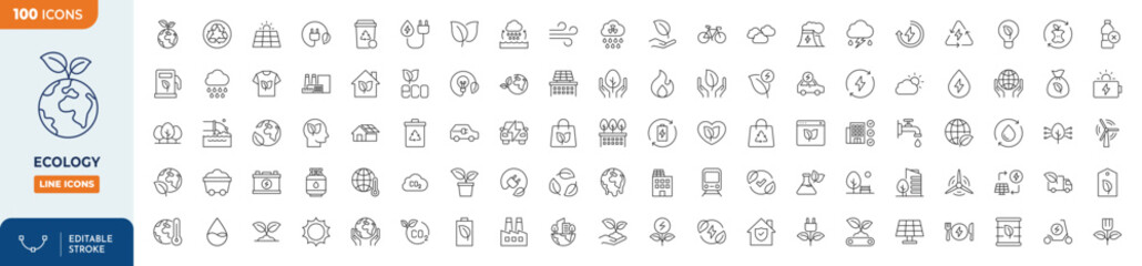 Ecology Line Editable Icons set. Editable stroke. Vector illustration  © Cetacons