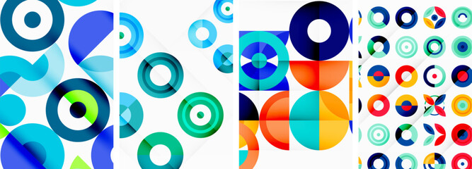 Fototapeta premium Round geometric elements and circles in background design for wallpaper, business card, cover, poster, banner, brochure, header, website