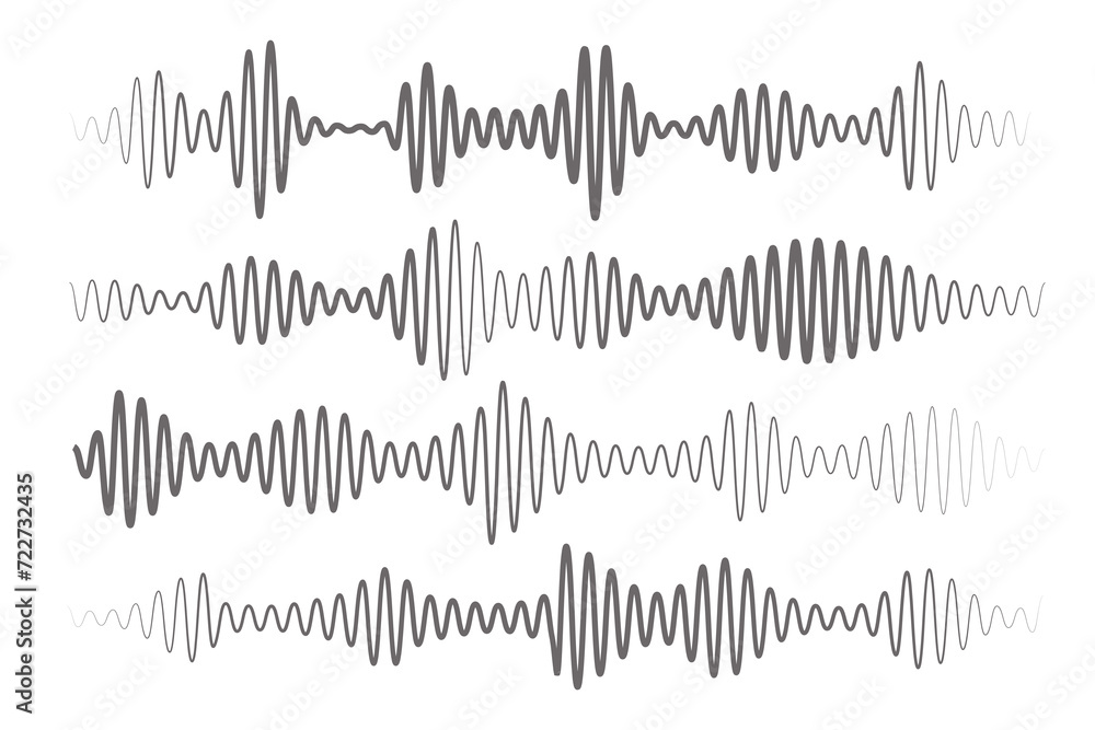 Poster sound audio wave. music voice and radio frequency lines. graphic equalizer and digital volume illust