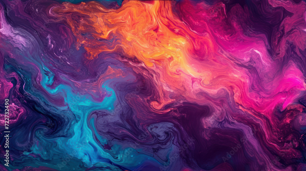 Poster  a multicolored background with swirls and colors that appear to have been created by a mixture of colors.