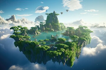 A scene of floating islands generative ai