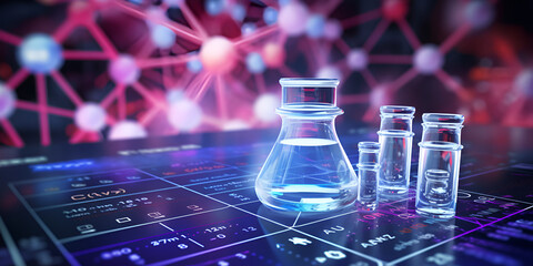 Laboratory glassware creates an immersive chemistry science atmosphere AI Generated  - obrazy, fototapety, plakaty