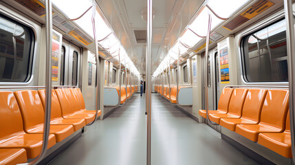 Subway Car Interior.  Empty Underground train interior