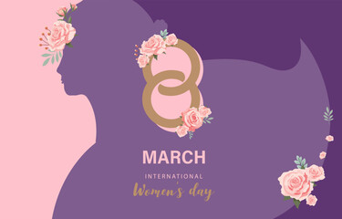 International women day with rose use for horizontal banner design