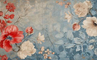 Textured vintage shabby floral paper background