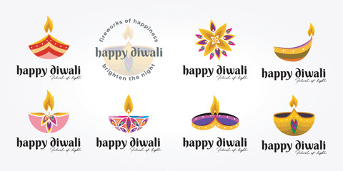 set bundling diwali logo icon vector illustration design. religious traditions of Hinduism and Buddhism