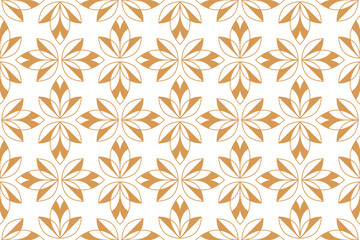 Flower geometric pattern. Seamless vector background. Gold and white ornament
