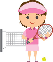 女子テニスプレイヤーのイメージイラスト