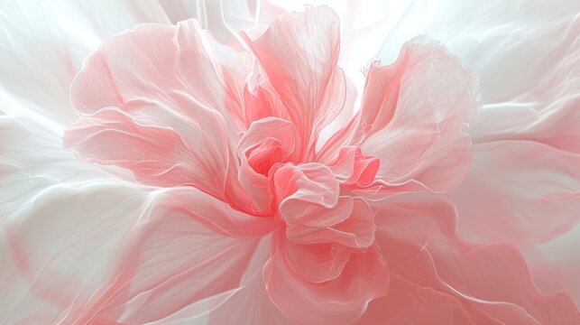  a close up of a pink flower on a white background with a blurry image of the center of the flower.