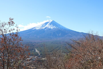 Fototapeta na wymiar December 1, 2023: Viewing Mount Fuji at Tenjozan Park, Japan