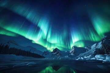 Abstract northern lights or aurora borealis generative ai