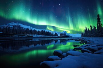 Abstract northern lights or aurora borealis generative ai