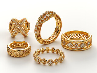 Naklejka premium Gold jewelry with pink gemstones