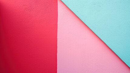  a close up of a red and pink wall with a blue wall in the back ground and a blue wall in the back ground.