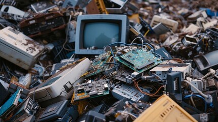 E-Waste Awareness, create an image that raises awareness about electronic waste, background image, generative AI