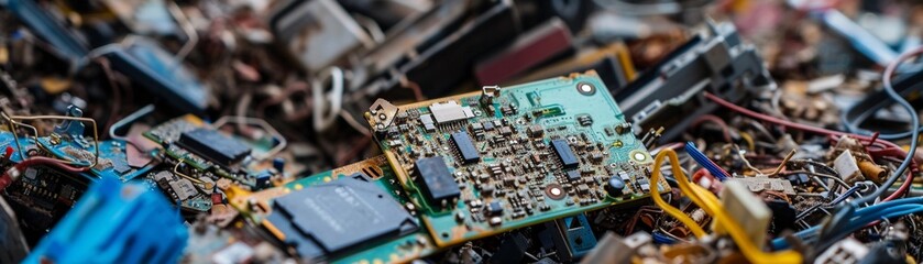 E-Waste Awareness, create an image that raises awareness about electronic waste, background image, generative AI
