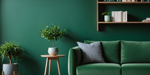 modern living room in green theme