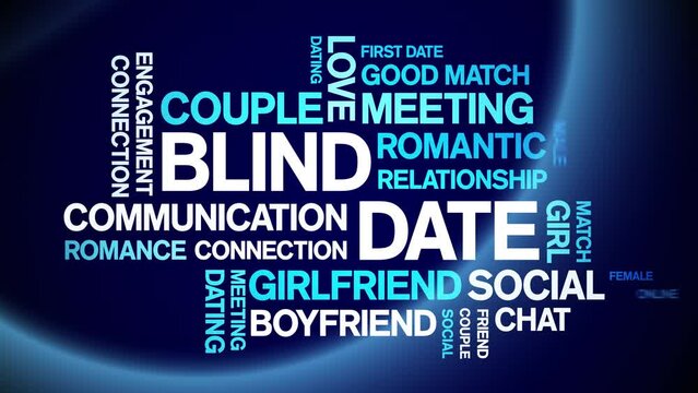 Blind Date animated tag word cloud;text design animation kinetic typography seamless loop.