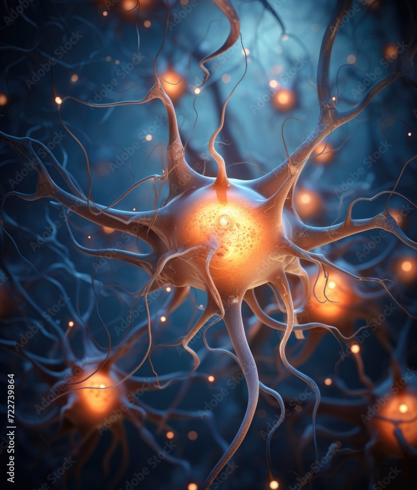 Poster neurons in the brain. generative ai.