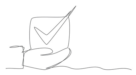 Evaluation One line drawing isolated on white background