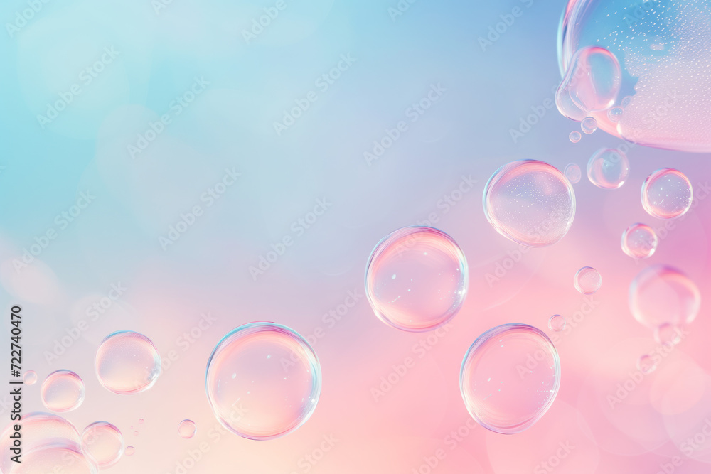 Poster abstract background with soap bubbles and water droplets. soft colors. background image. created wit