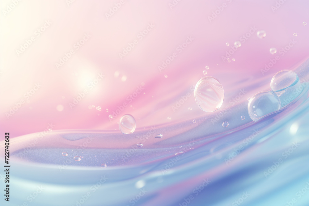 Poster Abstract background with soap bubbles and water droplets. Soft colors. Background image. Created with Generative AI technology