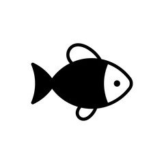 Vector fish icon template. Creative seafood symbol illustration. Monochrome shop department sign. Flat sea food pictogram of marine products