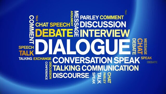 Dialogue animated tag word cloud;text design animation kinetic typography seamless loop.