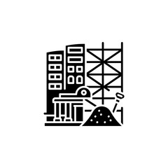Naklejka premium building construction vector icon. real estate icon solid style. perfect use for logo, presentation, website, and more. modern icon design glyph style