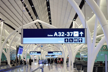 Interior view of the brand new Terminal 1 at the King Abdulaziz International Airport (JED) in...