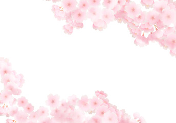 Fototapeta na wymiar 水彩風の満開の桜のフレーム