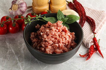 Raw minced pork uncooked meat