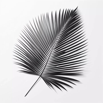 Stylish background for presentations. Palm leaf on a white surface with shadow. Illustration. Generative AI © Natali