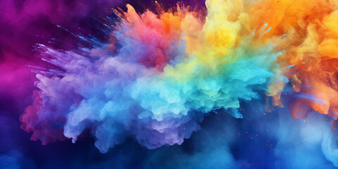 Fototapeta na wymiar colored powder explosion colorful , A close up of a colorful cloud of smoke .