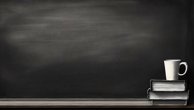 a powerful close-up digital illustration capturing the texture and details of an empty school black chalkboard. Use high contrast to highlight the board's emptiness, creating a blank canvas ready for 